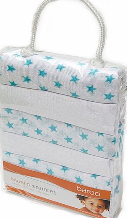Tippitoes Baroo Muslin Squares 6 Pack Blue Stars