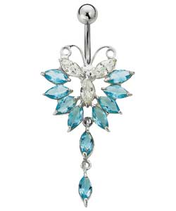 Titanium and Cubic Zirconia Butterfly Body Bar