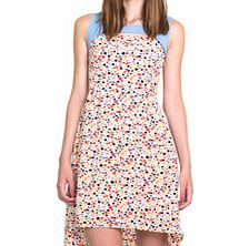 Rose asymmetric hem multi-colour dress