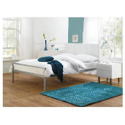 Double Bed, White Faux Leather