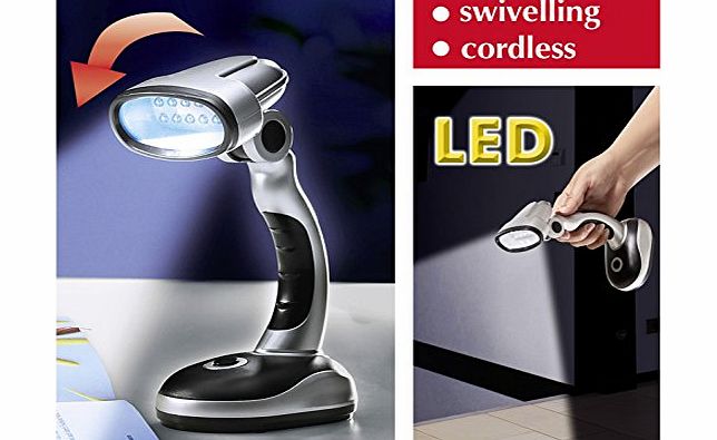 Cordless 12 LED Portable Lamp - Desk, Work, Home, Office, Reading Computer, Bedside Table, Camping, Flexible Wireless Bright Light Battery Powered Torch