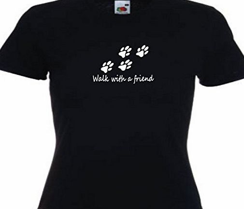 tlux4u Walk With A Friend Ladies t shirt dog walkers dog walking accessories kennels dog lead (M)