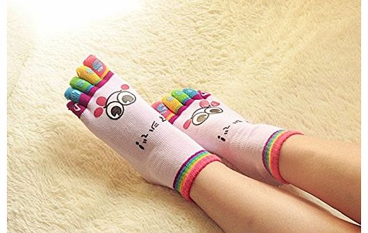 Ukamshop TM)Fashion Lady Womens Girls Smile Five Fingers Trainer Toe Ankle Sport Socks (Pink)