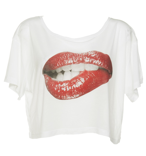 To The Black Ladies White Sexy Lips Cropped T-Shirt from To