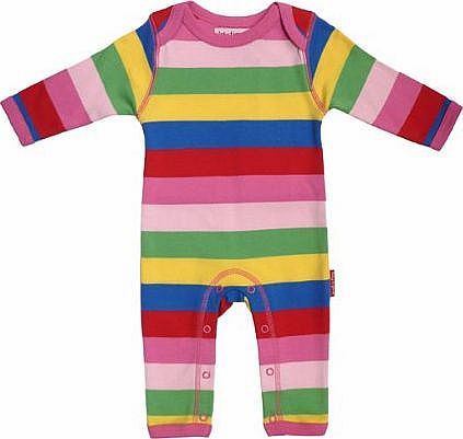 Toby Tiger Baby Girls Organic Baby Girlsy Stripe Sleepsuit Multicolored 6 - 12 Months