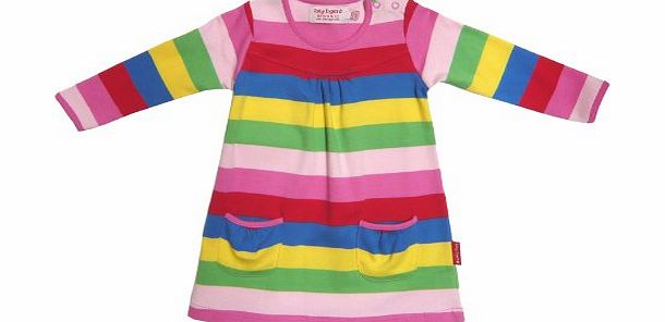 Toby Tiger Baby Girls Organic Long Sleeve Baby Girlsy Stripe Dress Multicolored 2 - 3 Years