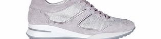 Tod`s Womens grey suede and canvas trainers