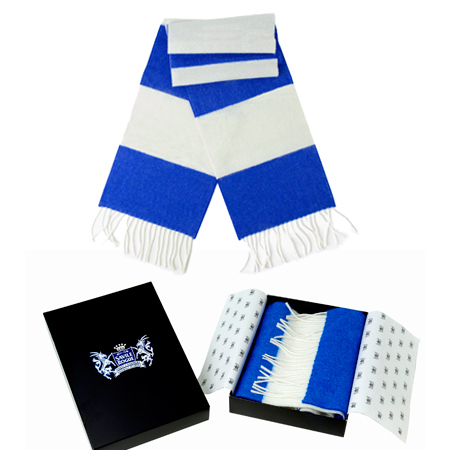 TOFFS Blue Cashmere Bar Scarf Retro Football Shirts