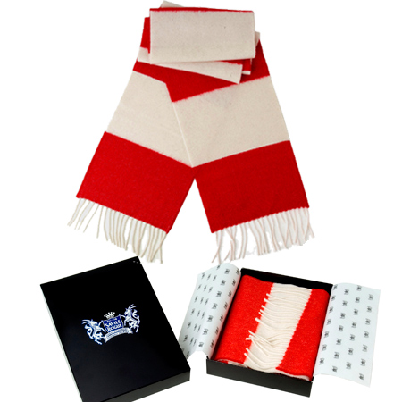 TOFFS Red Cashmere Bar Scarf Retro Football Shirts