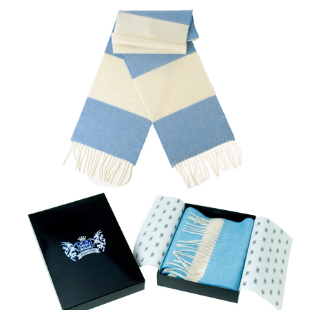TOFFS Sky Blue Cashmere Bar Scarf Retro Football Shirts