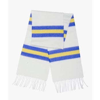 White Blue and Yellow Cashmere Bar Scarf