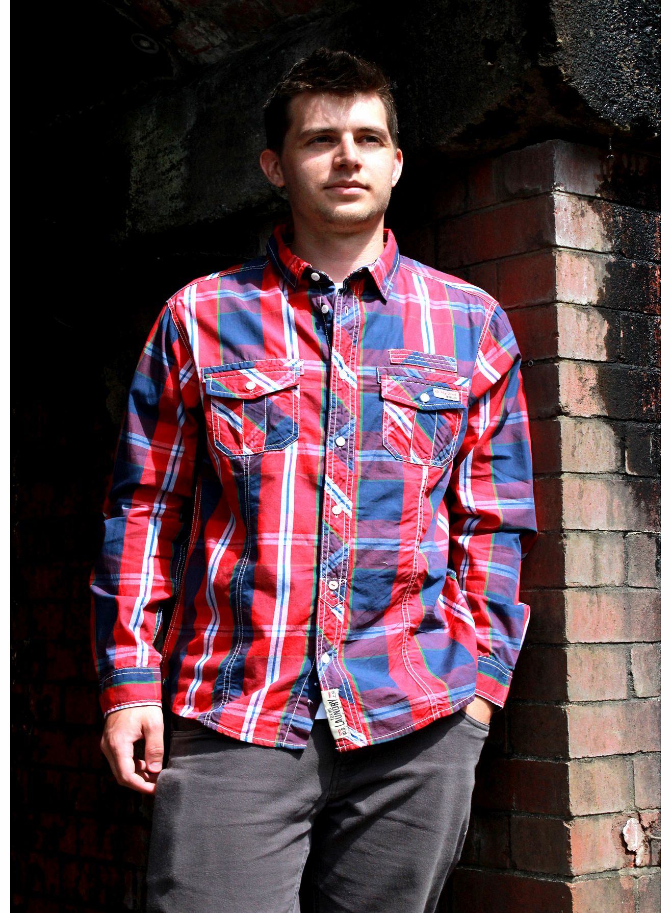 red long sleeve check shirt