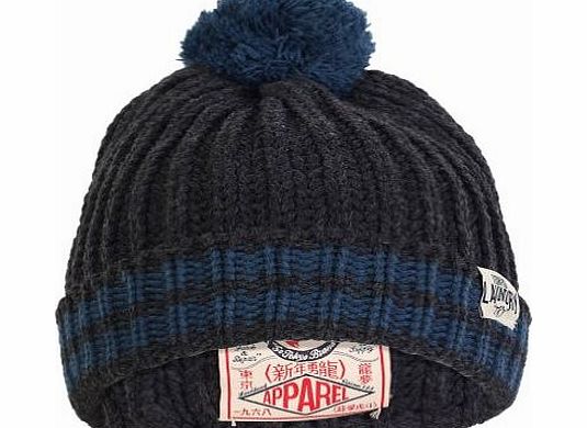 Tokyo Laundry Unisex Baber Ribbed Knitted Stripe Winter Warm Bobble Hat Charcoal Grey One Size