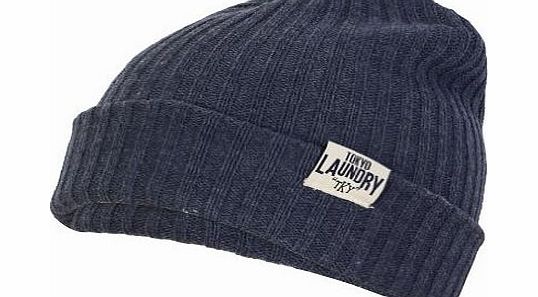 Tokyo Laundry Unisex Soft Ribbed Knitted Turn Up Winter Beanie Hat Navy Blue One Size