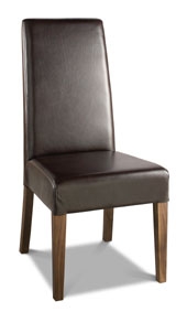 Leather High Back Dining Chairs - Brown -