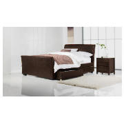 Dbl Faux Leather Sleigh Bed With Drawers,