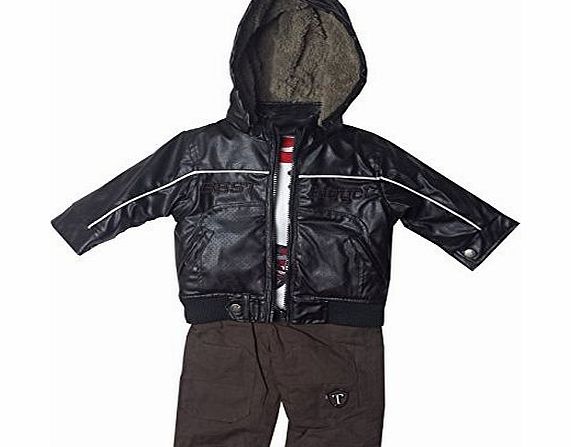 Tom et Kiddy Kids 3 Piece Top Trouser amp; Leather Look Jacket Set Age 12 Months