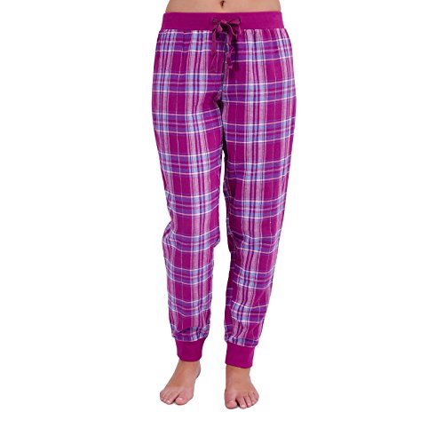 Tom Franks Ladies Single Pack Flannel Check PJ Pyjama Elasticated Bottoms - Pink, UK 12-14