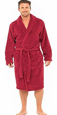 Tom Franks Mens Tom Franks Coral Fleece Soft Robe HT501 Red L/XL