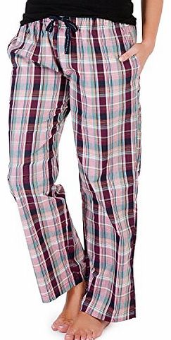 Womens Ladies Casual Lounge Pyjama Trouser Pants Pjs Pink/Blue LN330 (18, Pink)