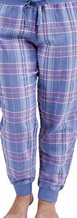 Womens/Ladies Nightwear/Sleepwear Check Print Lounge Pants Pyjamas With Draw String Elasticated Waist, Blue 12/14