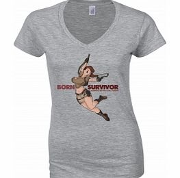 Born Survivor Grey Womens T-Shirt