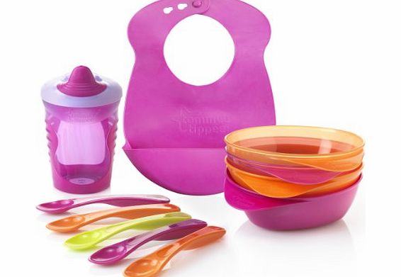 Tommee Tippee Explora Feeding Kit Including Bib (Pink)