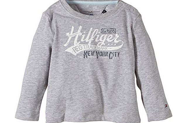 Tommy Hilfiger Baby Boys CN Long Sleeve T-Shirt, Grey Heather, 6-12 Months (Manufacturer Size:80)