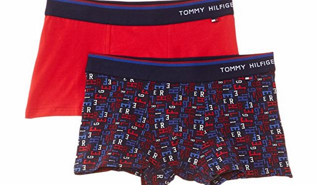 Tommy Hilfiger Boys Allover Trunk 2 Pack Boxer Shorts, Blue (Black Iris/Peacoat), 8 Years