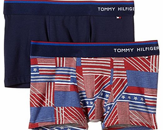 Tommy Hilfiger Boys E557124541 Allover Trunk 2 Pack Boxer Shorts, Heather Grey, 16 Years (Manufacturer Size: 16)