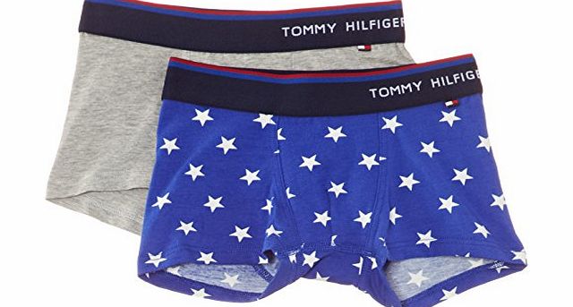 Tommy Hilfiger Boys Icon Trunk 2 Pack Boxer Shorts, Grey Heather, 10 Years