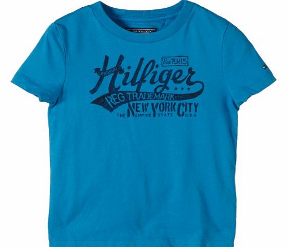 Tommy Hilfiger Boys Logo Cn Tee S/S T-Shirt T-Shirt, Blue (Brilliant Blue), 12 Years (Manufacturer Size: 12)