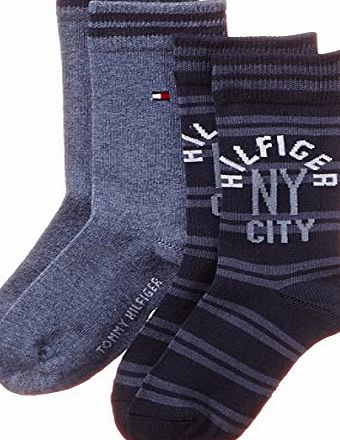 Tommy Hilfiger Boys TH BOYS NYC STARS SOCK 2P Calf Socks, Blue (Jeans), 12-13.5 (Manufacturer Size: 31/34)