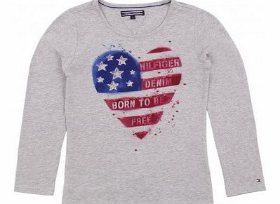 Tommy Hilfiger Flag Heart organic JerseyT-shirt Light grey `10