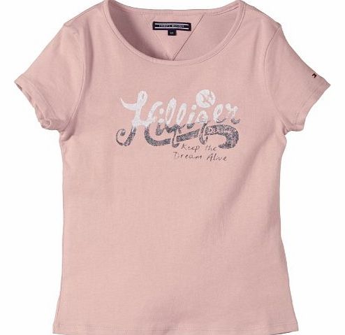 Tommy Hilfiger Girls EX57122865 Girls Hilfiger Cn Knit S/S Crew Neck Short Sleeve T-Shirt, Silver Pink, 12 Years