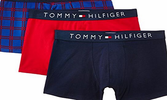 Tommy Hilfiger Hilfiger Denim Men Costes 3 Pack Boxer Shorts, Blue (Peacoat/Tango Red/Surf The Web), Small