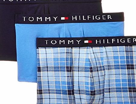 Tommy Hilfiger Hilfiger Denim Men Lee 3 Pack Checkered Boxer Shorts, Blue (Regatta), Large
