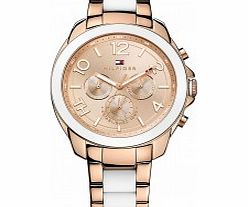 Tommy Hilfiger Ladies Rose Gold and White Serena
