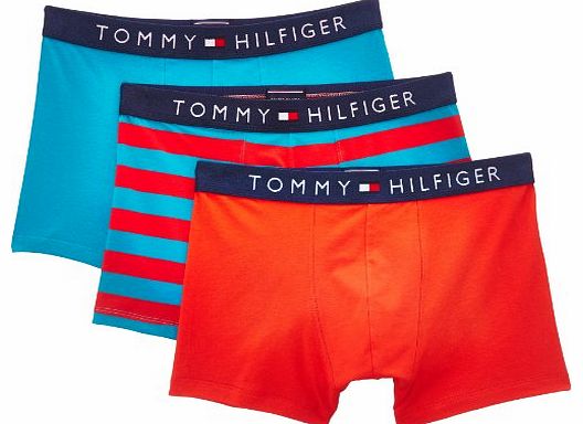 Tommy Hilfiger Mens Elias Trunk 3 Pack Boxer Shorts Boxer Shorts, Multicoloured (High Risk Red/Caribbean Sea), XX-L