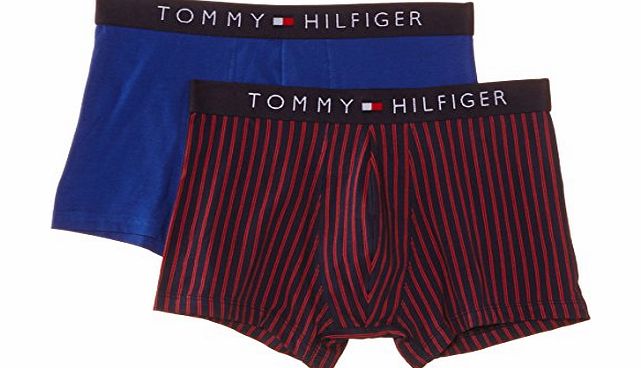 Tommy Hilfiger Mens Fink Trunk 2 Pack Striped Boxer Shorts, Multicoloured (Mazarine Blue/Peacoat), X-Large