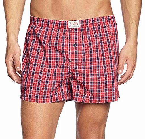 Mens Peter Woven Boxer Checkered Boxer Shorts, Red (Jester Red-Pt 642), Small
