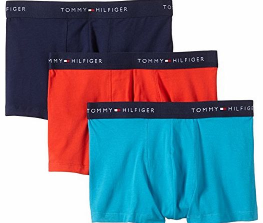 Tommy Hilfiger Mens Stew Trunk 3 Pack Boxer Shorts, Multicoloured (Caribbean Sea/High Risk Red/Peacoat), Medium