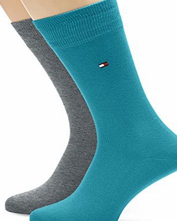 Tommy Hilfiger Mens TH MEN SOCK CLASSIC 2P Calf Socks, Blue (Aqua 443), 9/11 (Manufacturer Size: 43-46)