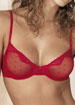 Red Swiss Dot sheer moulded underwired bra