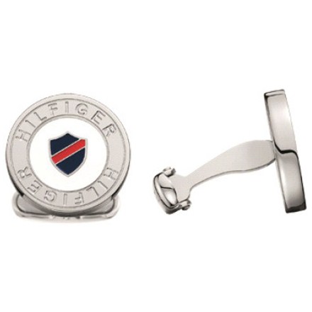 Tommy Hilfiger Steel and White Shield Cufflinks