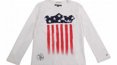 Tommy Hilfiger USA Flag T-shirt Off white `8 years,10 years,12