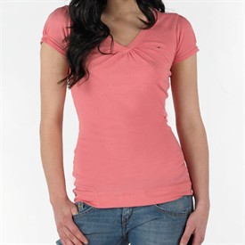 Tommy Hilfiger Womens Leela V-Neck T-Shirt Pink