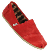 TOMS Classics Red Stone Washed Twill Espadrilles