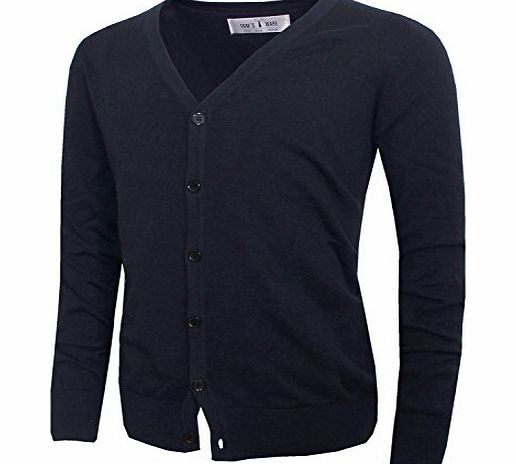 Toms Ware Mens Stylish Fashion V-Neck Button Up Cardigan TWCMC03-NAVY-2XL ( US XL)