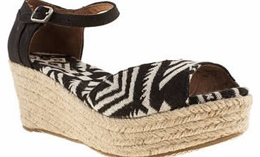 womens toms black & white platform wedge